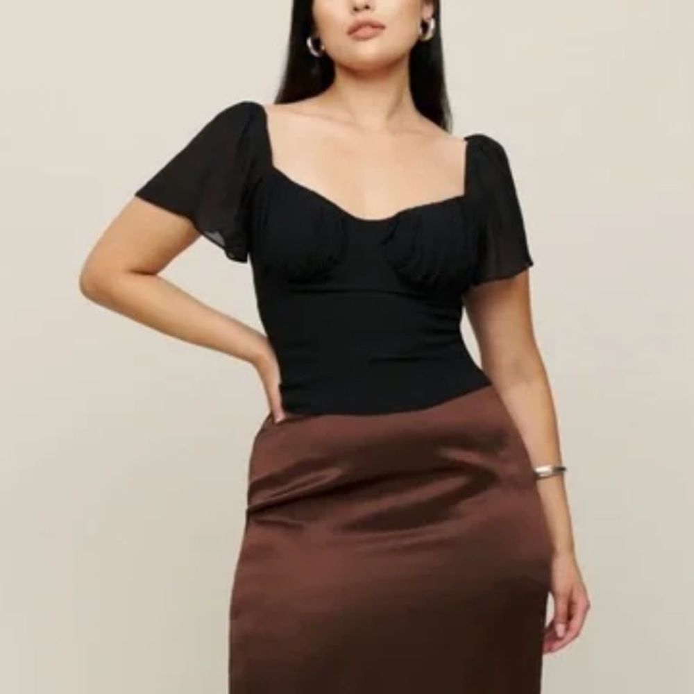 REFORMATION Black Ambrose Top